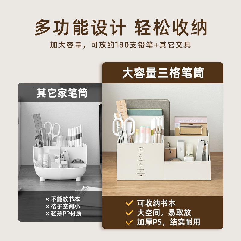 Wholesale Pencil Holder, Stationery Storage Box, Desk Tabletop Storage, Desk Shelf Box, Plastic Compartment, Learning Stationery