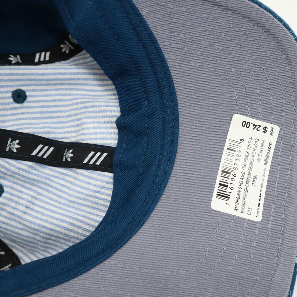 unused adidas Trefoil logo all-over pattern cap OSFW Navy Women Used