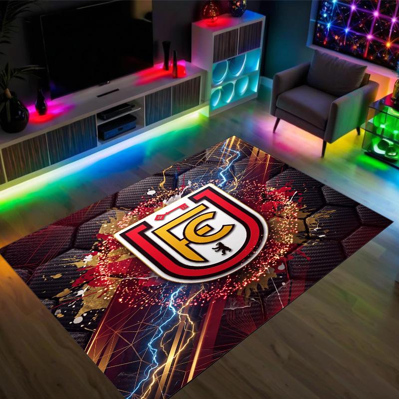 Union Berlin FC Design Kristall Samt Teppich Gemütlich Non?Rutschfester Teppich mit Aufdruck für Schlafzimmer Wohnzimmer Eingang