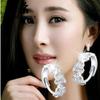 Earring Camellia Flower Ear Clips Silver Plated Copper Earrings for Women Fashion Jewelry