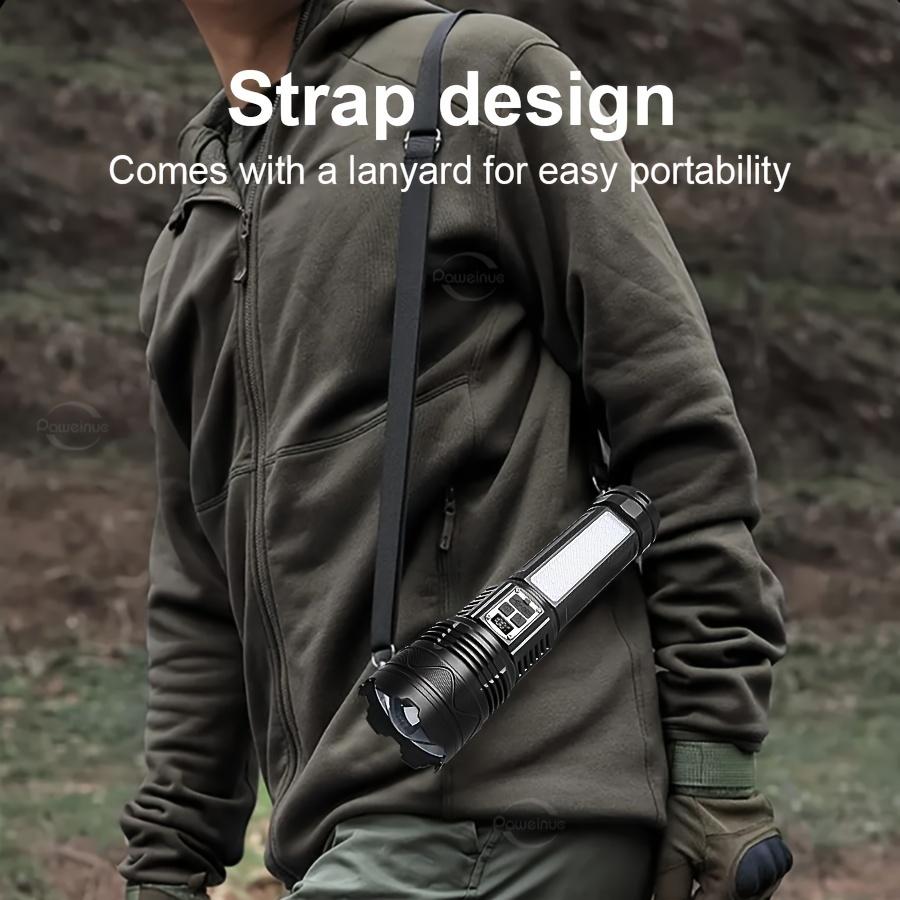 Ultra Powerful 500000LUX LED Flashlight Type-c Rechargeable Flash Light with Long-range 3000M and Built-in 15000mAh Battery