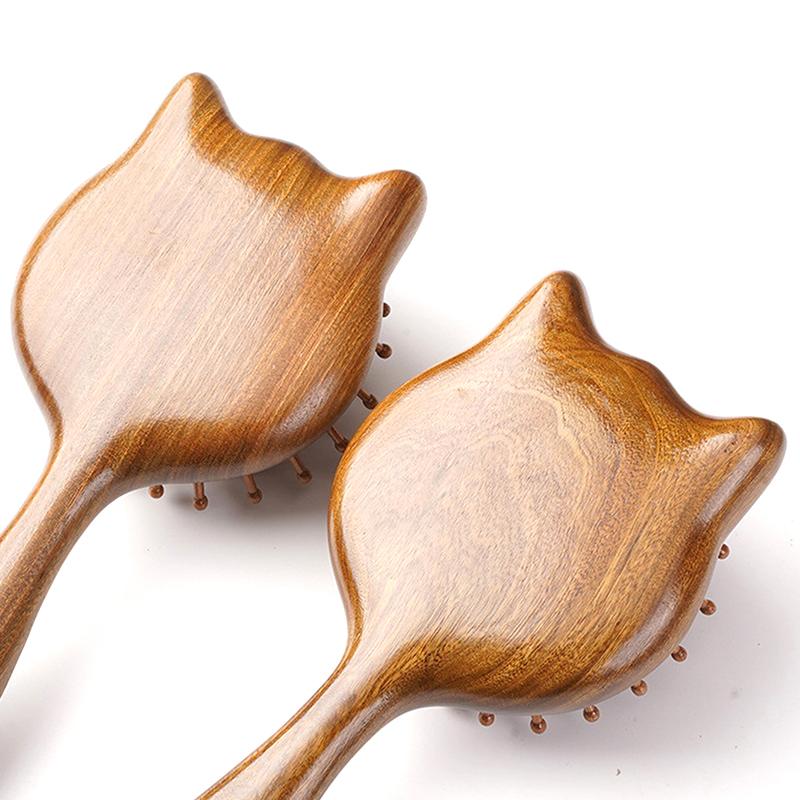 Sandalwood Scalp Massage Comb Meridian Comb Toothed Head Hair Comb Body Beautify Massage Guasha Scraping Care Comb