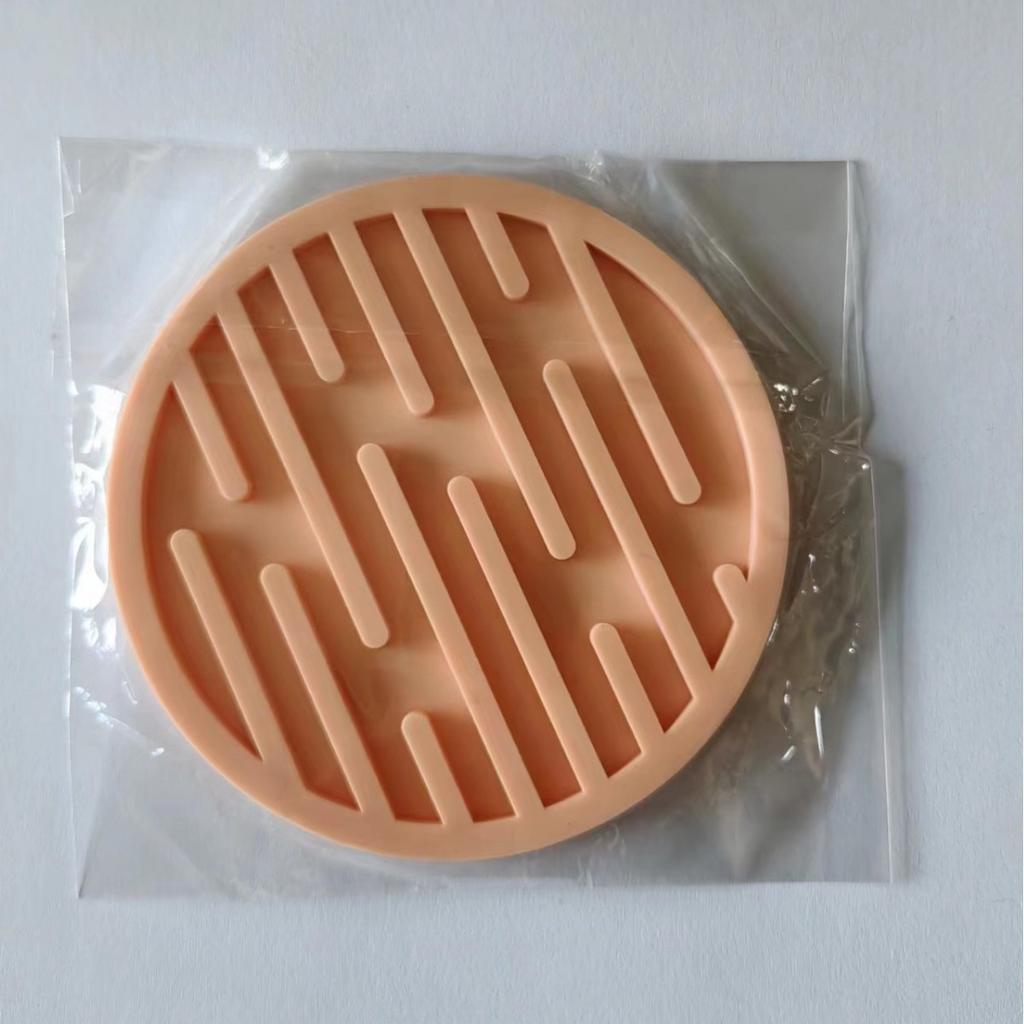 Round Silicone Coaster Striped Water-draining Coasters Anti-slip Heat-insulating Coaster Heat-resistant Coffee Beverage Coaster