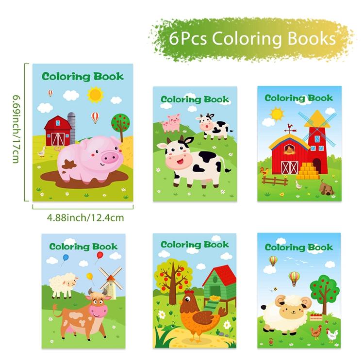 

Портативная книга для рисования акварелью, 6 листов, раскраска «Ферма динозавров», кисть для рисования гуашью, детская канцелярия для рисования картинок