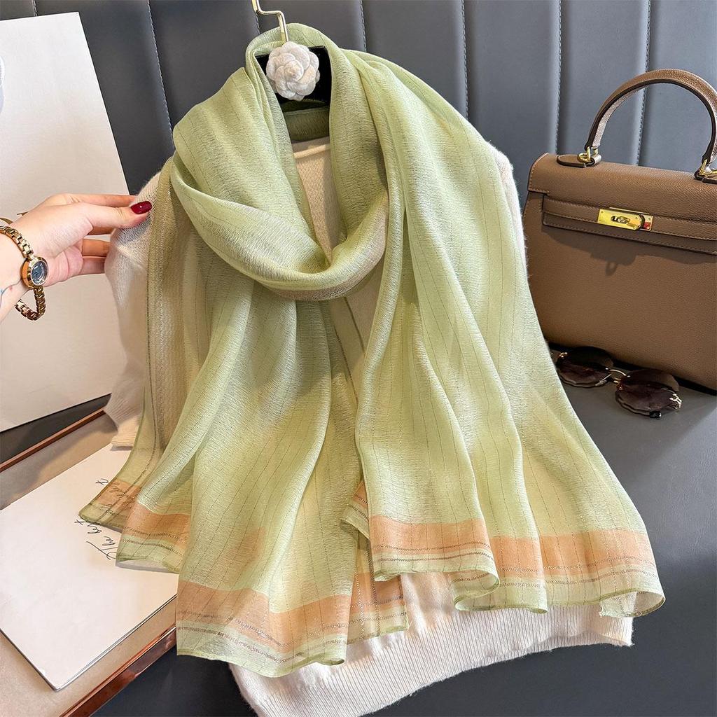 Women's Silk Scarf: High-End Korean Style Gold Thread, Autumn/Winter Shawl