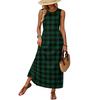 Women Sleeveless Summer Dress Casual Loose Fit Maxi Dress with Pockets Beach Vacation Sundress Lightweight Comfortable
