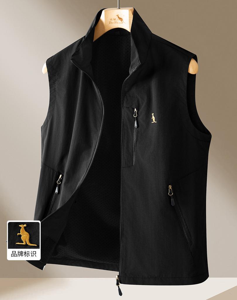 [Fashionable thin outfit] Spring sports stand up collar vest jacket for men's casual vest and men's vest