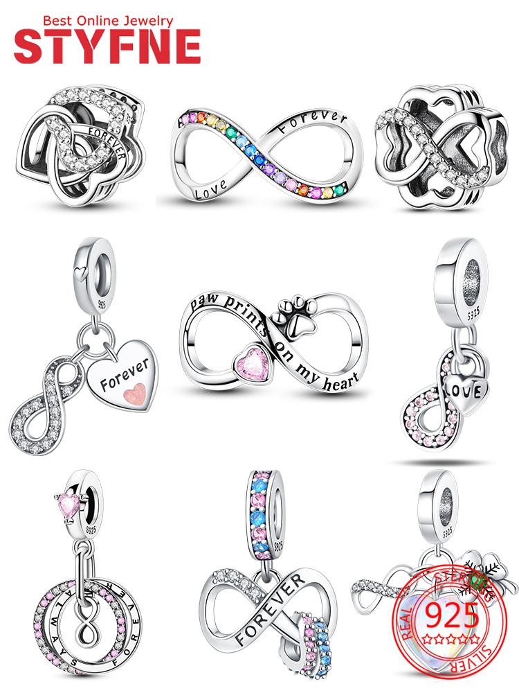 Αυθεντικά Στοιχεία Χαλκός Άπειρη Αιώνια Αγάπη Καρδιά Κρεμαστό Χάντρες Ταιριάζουν Βραχιόλια Χάντρες Για Γυναίκες Δημιουργία Κοσμημάτων DIY Δώρο