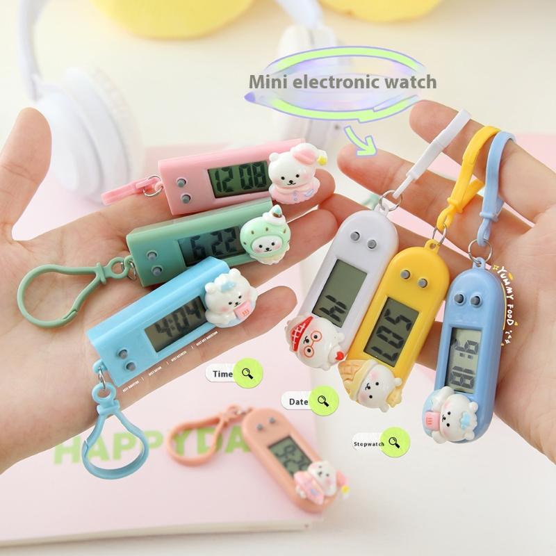 Portable Electronic Clock Keychain Mini Pocket Electronic Oval Hanging Watch Digital Table Time Date Display Clock For Student