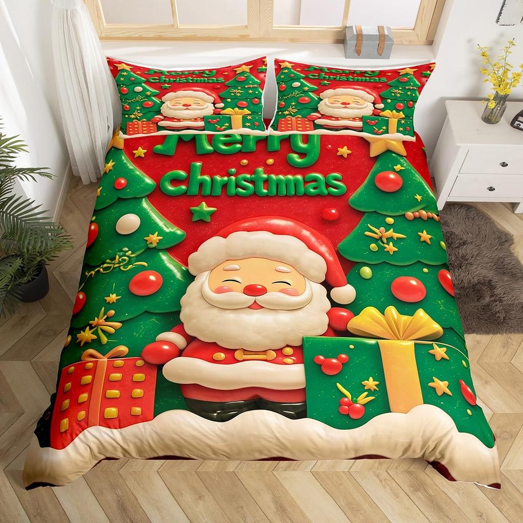 Dachshund Dog Duvet Cover Set Twin King Merry Christmas Theme Bedding Set 3Pcs For Kids Teens Kawaii Cartoon Pet Comforter Cover