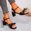 Fashion Elegant Bowtie Party High Heel Sandals Summer New Open Toe Comfortable Temperament Shoes Chunky Heels