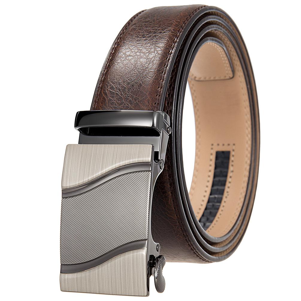 1Pcs Fashion Automatic Buckle Belt, Korean Version Of Men'S Belt, Two-Layer Cowhide Ly36-31703-1