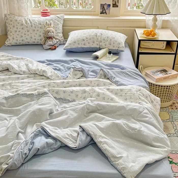 

Kapok Xia Liang Quilt Air Conditioner Quilt Wrinkled Yarn Simple Bedding Summer Quilt Four-piece Set 200x230cm summer quilt four-piece set пурпурне серце кольору