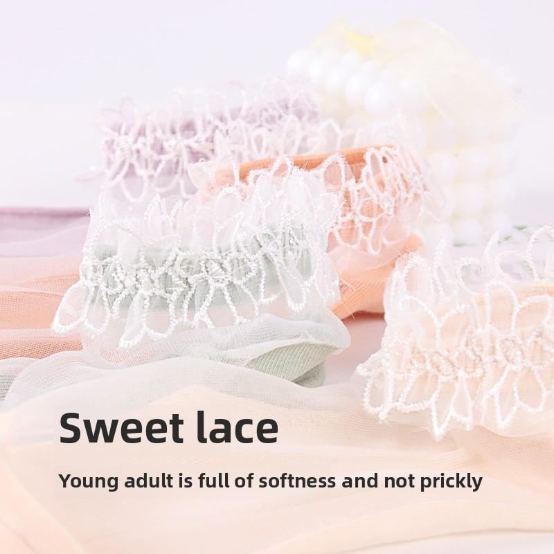 5 Pairs Socks Women Spring Summer Thin Transparent Lace Lace Socks Short Crystal Glass Stockings