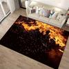 Fiery Flame Pattern Carpet with Black Background, Modern Room Decor Suitable for use as an anti-slip for living room bedroom sofas