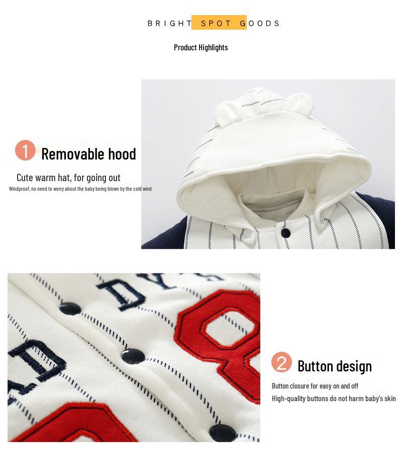 Autumn/Winter Thickened Baby Romper: Short Sleeve One-Piece for Boys & Girls