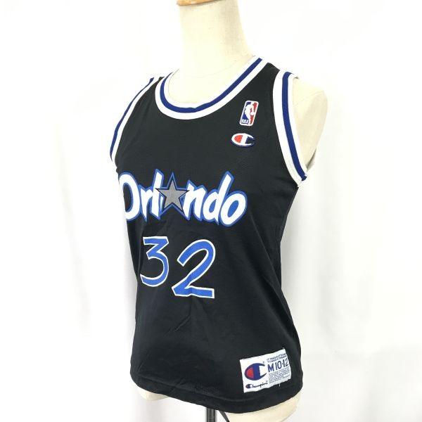 90er Champion Made in USA NBA Orlando Magic 32 Replica Uniform Tanktop Kinder M 10-12 Schwarz Basketball(GEBRAUCHT)