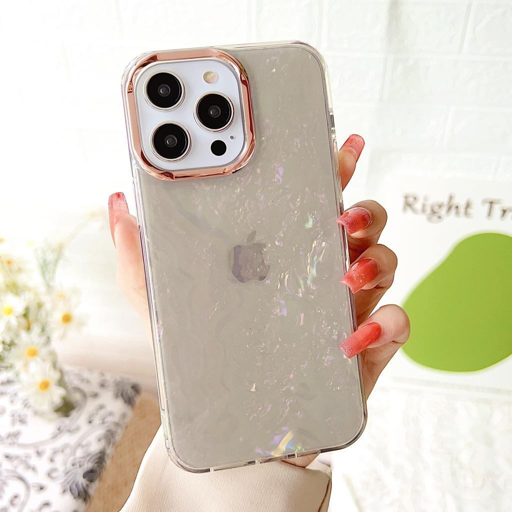 IPhone16 Electroplated Glitter Shell Pattern, Suitable for IPhone 15promax Phone Case 14 Anti-drop Full Cover 16E