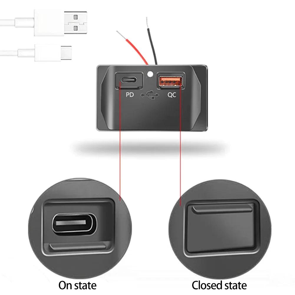 Car QC 3.0 USB PD Type C Fast Charger Socket 12V-24V with Switch LED Light Power Outlet Quick Charge for Motorcycle RV Boa