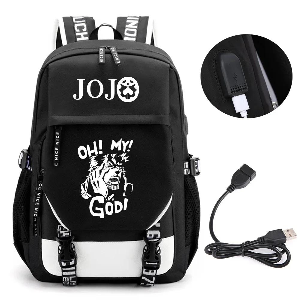 Anime JOJO Jonathan Joestar Golden Experience Backpack School Bookbag with USB Port Laptop Compartment for Boys Girls Travel Bag