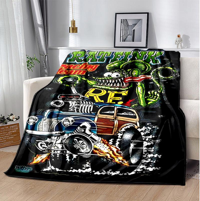 Rat Fink Power Flannel Blanket Soft Warm All-Season Throw, Design for Camping, Car Travel, Hiking Sofa, Bed, Office Perfect Gift for Parties