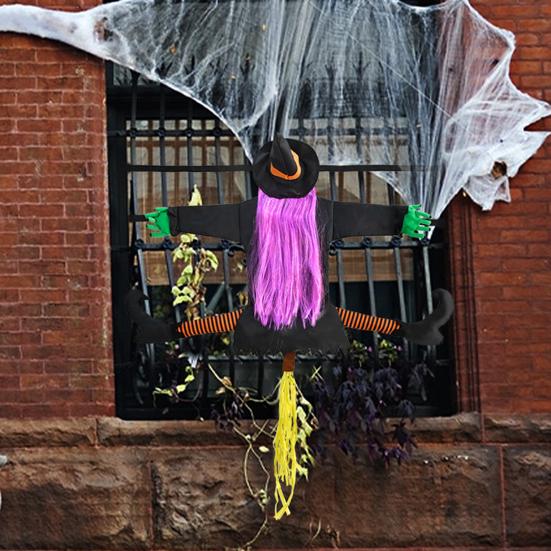 Stor Kræsjende Heks Inn i Tre Halloween Dekorasjon Ute Flygende Heks Treffer Tre Rekvisitt for Utendørs Gård Hage Plen Veranda Dekor