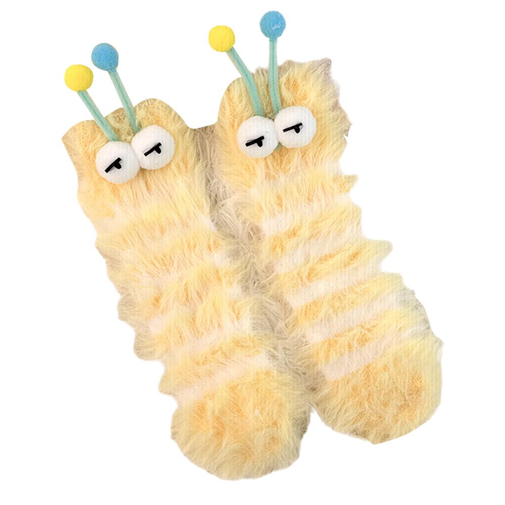 Funny Monster Socks Cute Cartoon Expression Plush Socks Autumn Winter Coral Fleece Floor Socks Christmas Stockings
