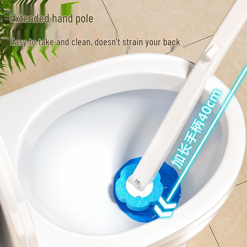 Ensemble de brosses de toilette jetables avec tête antibactérienne remplaçable pour un nettoyage de salle de bain sans perçage et sans recoins.