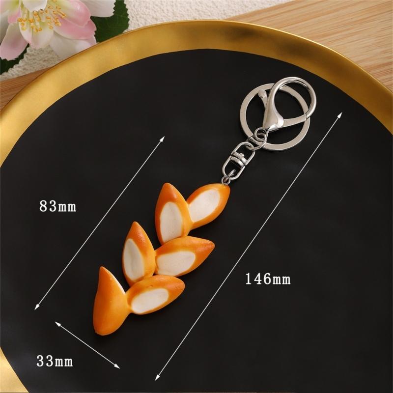 Adorable Mini Bread Keychain Cute Realistic Food Toy Charm Bread Key Holder For Keys Bags Backpacks And DIY Crafts