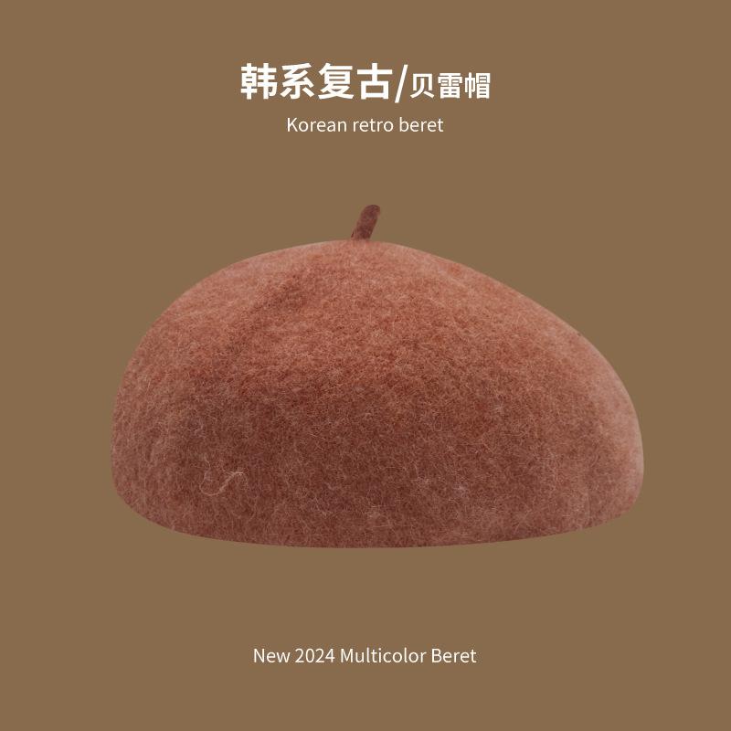 

Берет жіночий зимовий однотонний вовняний теплий в язаний восьмикутник корейський ретро вовняний легкий жорсткий капелюх художника M（56-58cm）