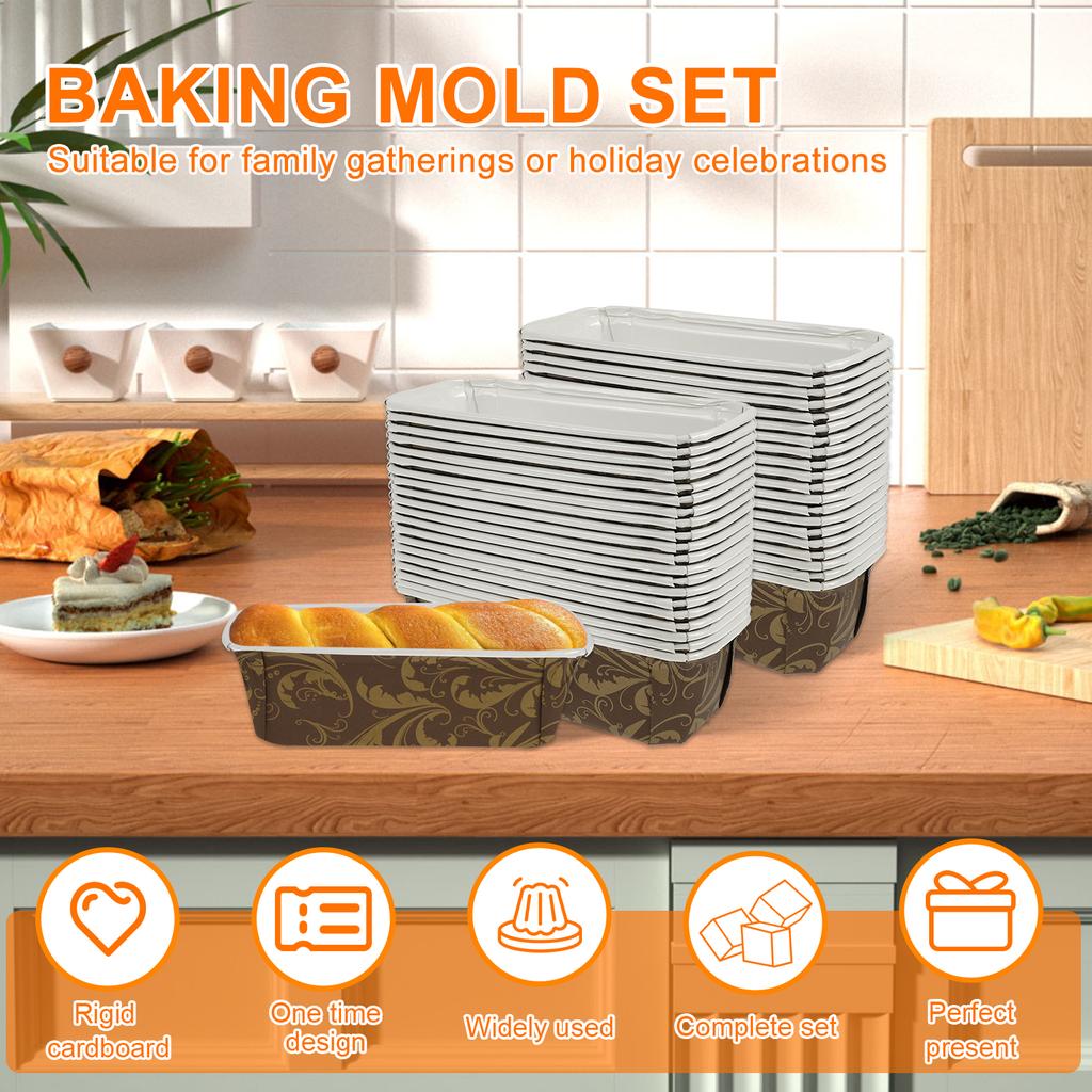 200Pack Rectangle Paper Baking Mold Versatile Time Saving Bakeware Clear Bread Bags with Ties Firm Paper Baking Loft Pans Kit