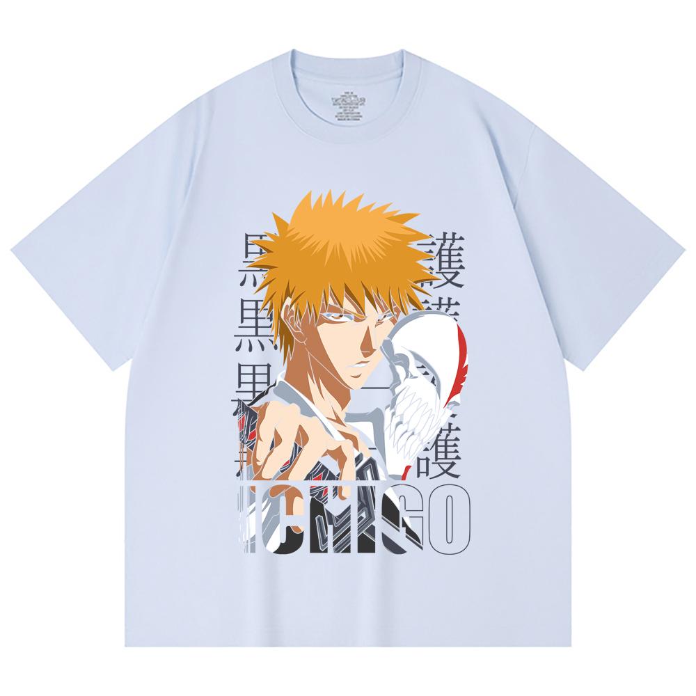 230 Gsm 100% Cotton Bleach V5 Ichigo Print Unisex Heavy Cotton T Shirt