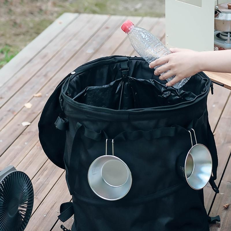 Camping Trash Can Foldable Garbage Bin with Zippered Lid Foldable Garbage Container for Campsites Outdoor Picnics BBQ