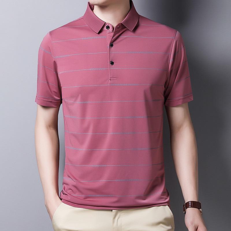New Polo Shirt Striped Short Sleeve Summer Cool Shirt Streetwear Fashion Male Polo Shirt Men Tops