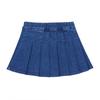 French Cat Denim Pleated Skirt Q51das010n1