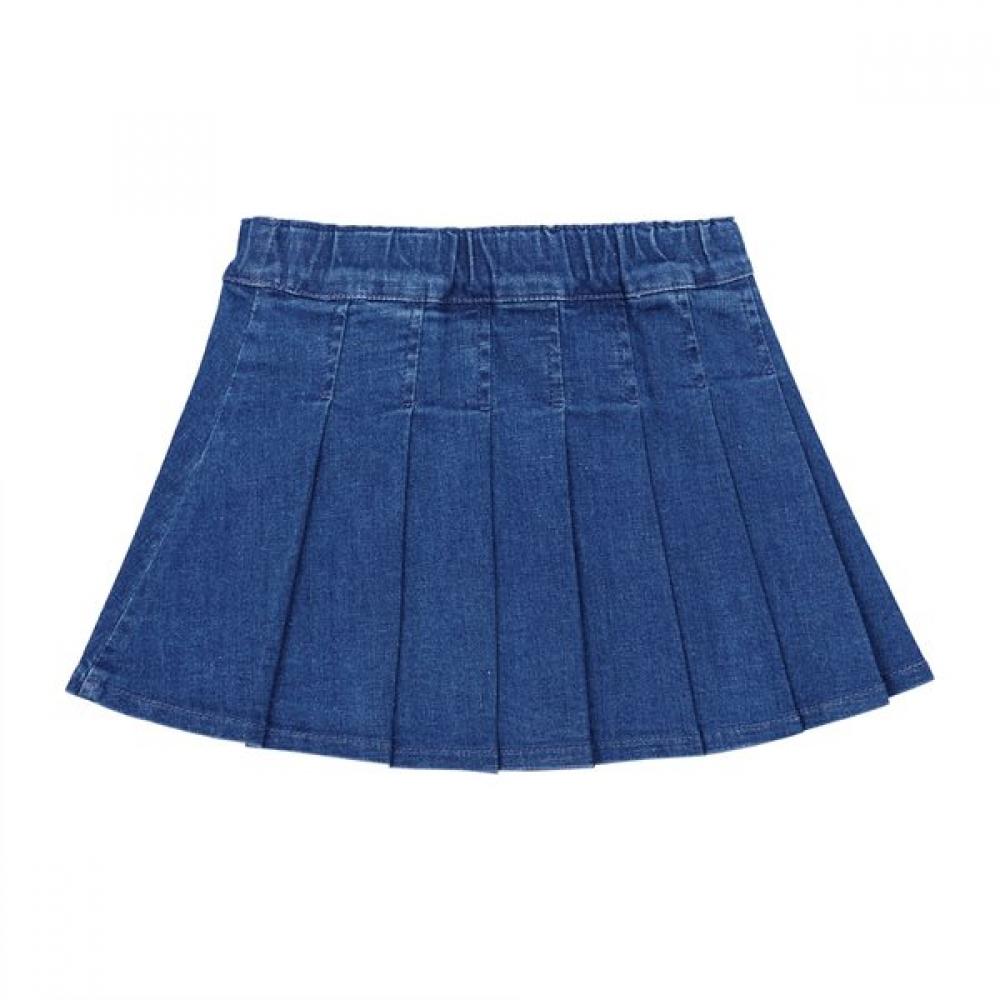 French Cat Denim Pleated Skirt Q51das010n1