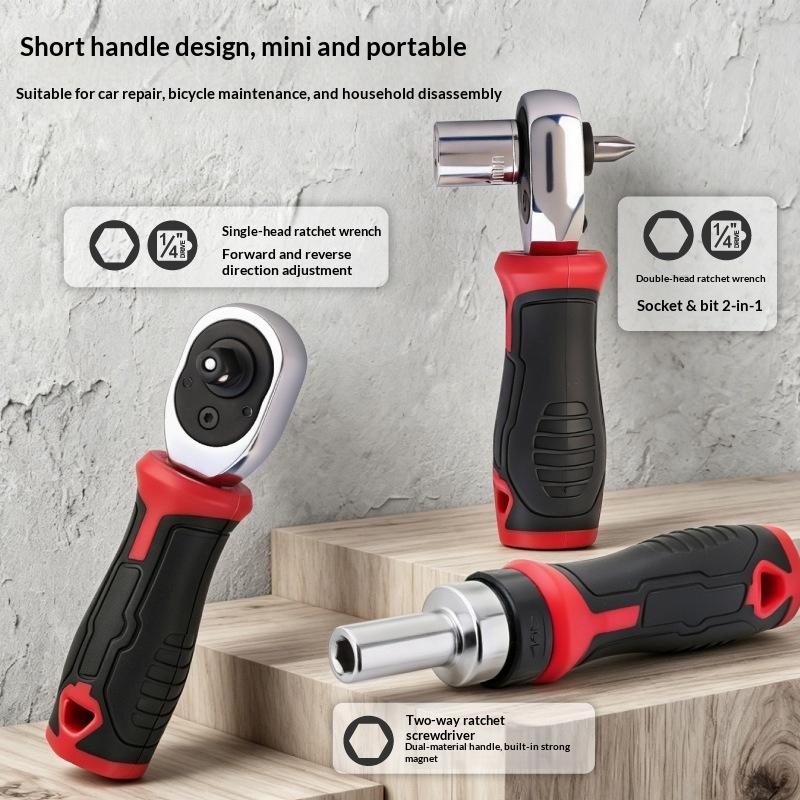 1/4" Mini Ratchet Wrench Set Reversible Ratchet Socket Wrench Hex Bit Driver Cr-V Hand Tools For Bicycle Car Repair Diy