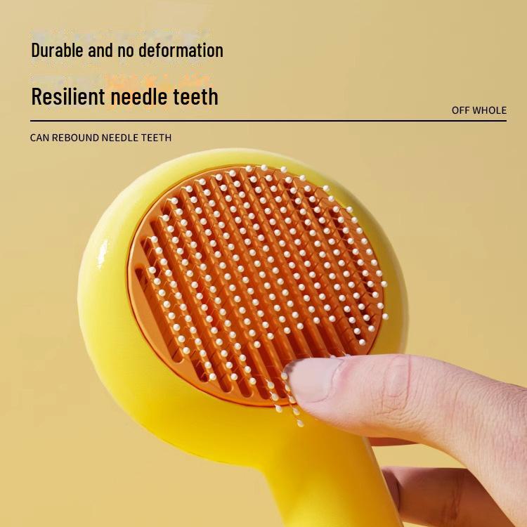 Pet Hair Removal Brush: Yellow Duck Design Cat & Dog Comb