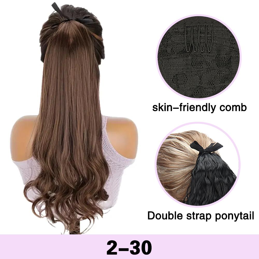 MISS WIG Synthetic Elegant Women's Long Curly Clip In Ponytail Extension High-Temperature Hair With Easy To Wear Strap