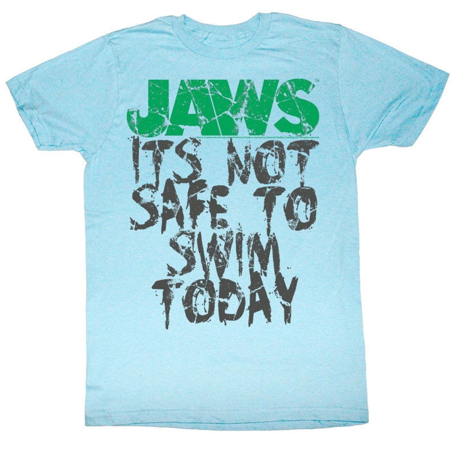 Jaws Not Safe Light Blue Heather Adult T-Shirt M