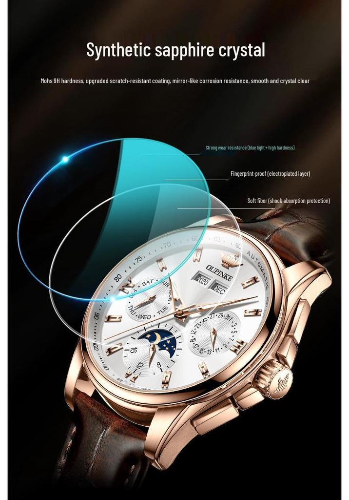 European Quality Men's Multifunctional Automatic Luminous Wristwatch