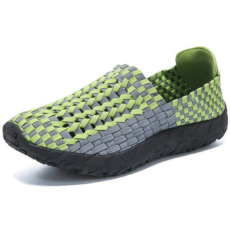 Sneakers Estive da Uomo Nere Treccia Spiaggia Morbide Leggere Scarpe Sportive Casual Tessuto Traspirante Slip on Ballerine