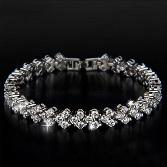Women Rhinestone Inlaid Fashion Buckle Chain Bracelet Charming Bangle Jewelry Gift