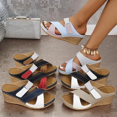 Damen Hausschuhe Damen Keilabsatz Hausschuhe 2025 Sommer Neu Luxus Peeptoe Outdoor Strand Plateau Hausschuhe Sandalen für Damen