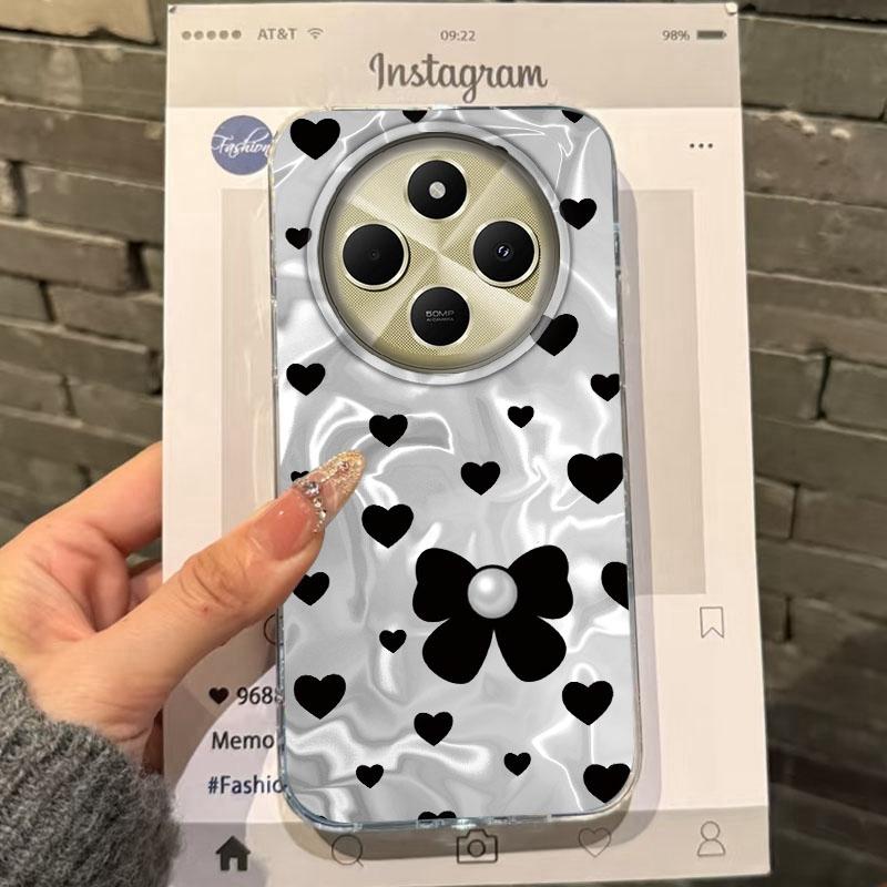 Pink Bow Love Heart Girls Women Water Texture Phone Case For Xiaomi Poco X3pro X5 M6 X6 X3 NFC M5s M6 Pro C75 C61 Fundas Cover