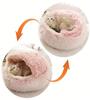 Plush Hooded Pet Bed Round Fluffy Soft Cat Bed Pet Cushion Warm Cat Dog 2 In 1 Sleeping Nest Cave for Small Dogs