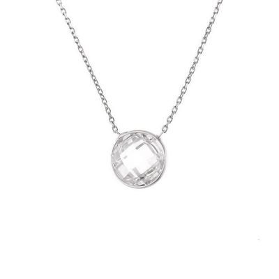 Colar - Gracia - Prata Maciça Rodinada 925 - Pingente Circular - Comprimento 42 cm - Mulher