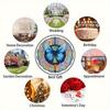 Metal Wind Spinner with Blue Butterfly and Multicolor Floral Design 2D Kinetic Garden Decor Outdoor Art Creative Gift for Home and Garden