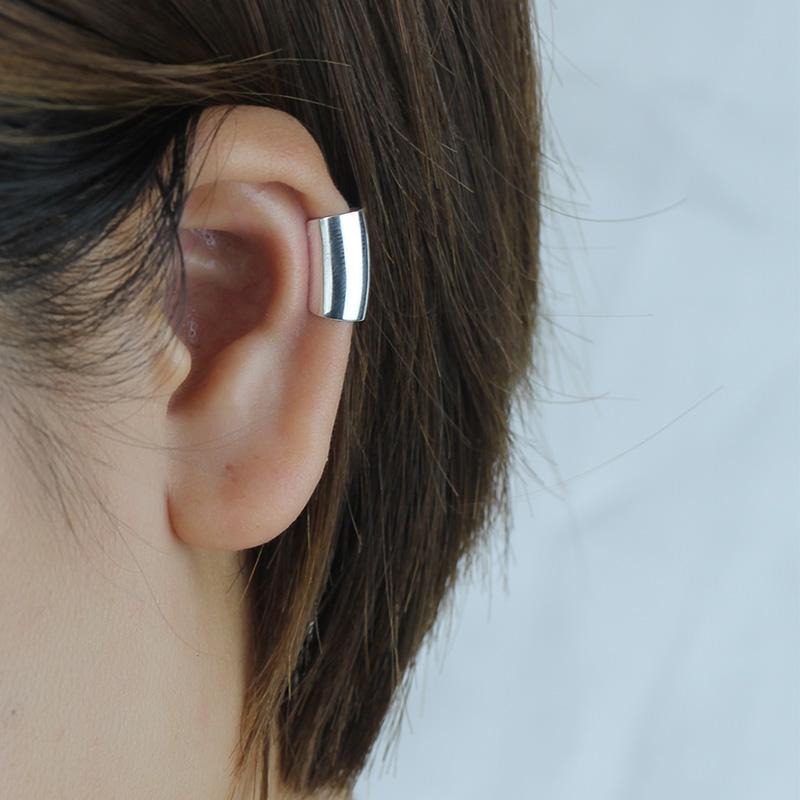 Real 925 Silver Smooth Surface Ear Cuff Clip on Earrings For Women Wedding Party Fine S925 Jewelry DA1794