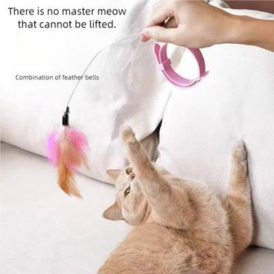 Cat Collar Interactive Toy Feather Teasing Cat Stick With Bell Cats Collar Toys Kitten Training Playing Teaser Wand Pet Supplies
